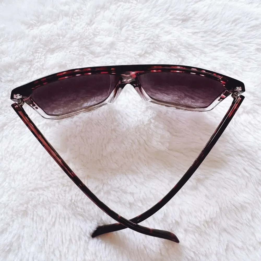 Kira Tortoise Brown & Clear Oversized Sunglasses